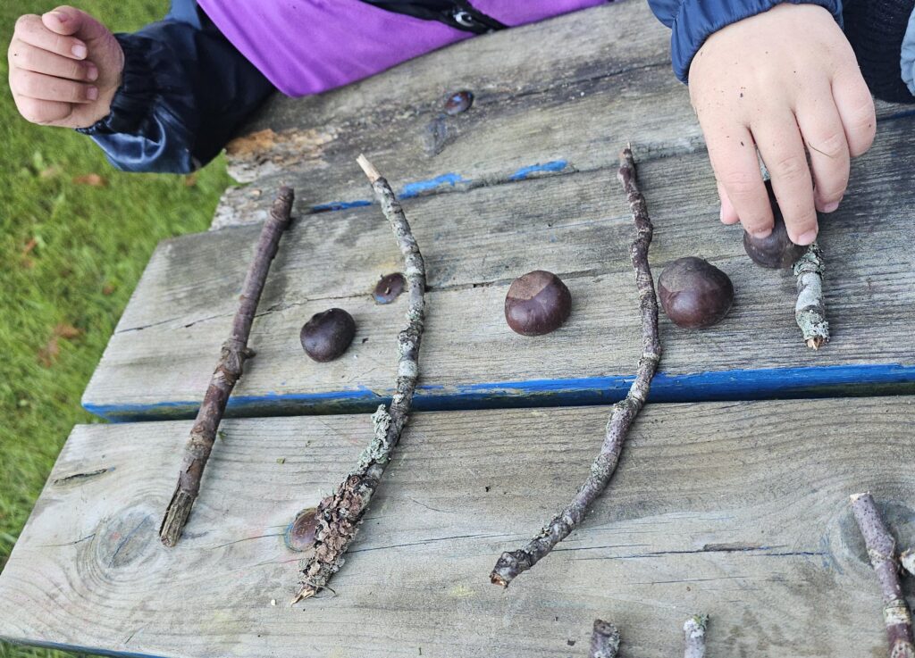 På Kulturförskolan Tallkrogen har det utforskats med matematik ute i naturen, där naturmaterial fick vara inspiration till undersökande och lek.